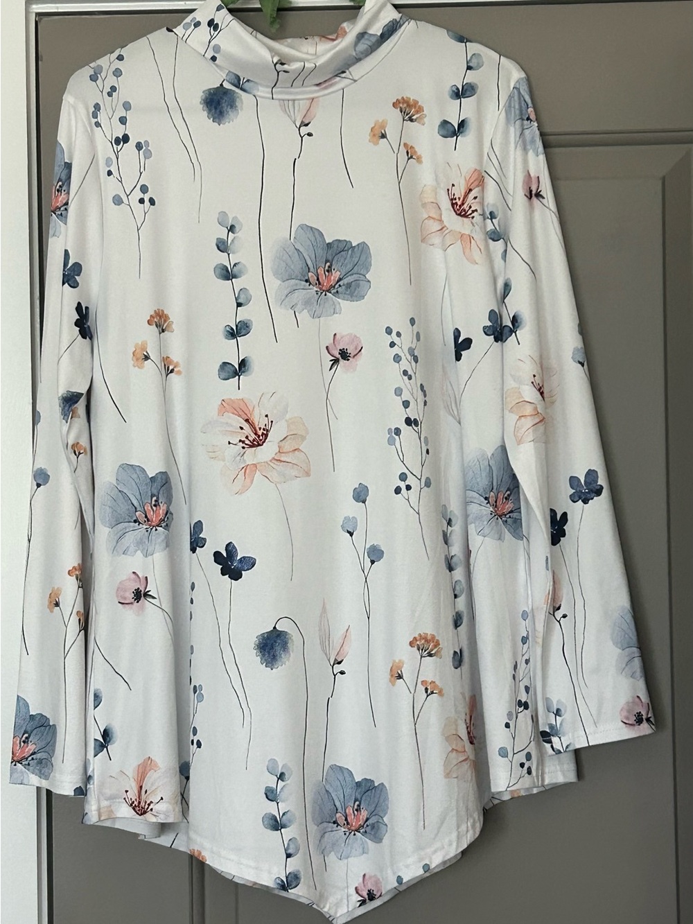 Floral Print with Soft Blue & Pinks, Pullover